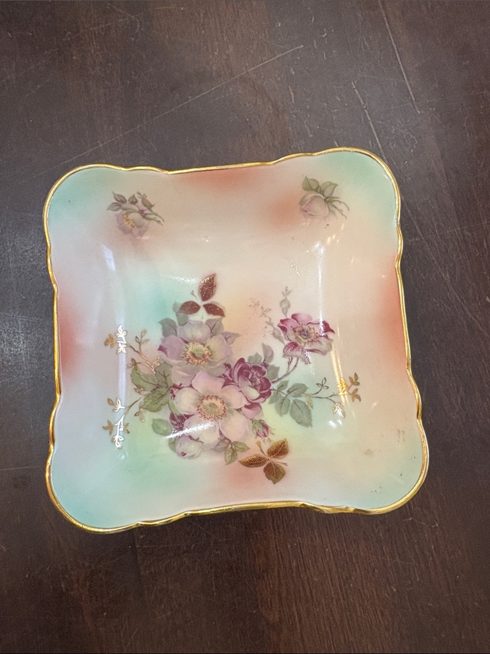 Bavaria Schumann Arzberg Wild Rose Square trinket Dish Bowl - Made in Germany